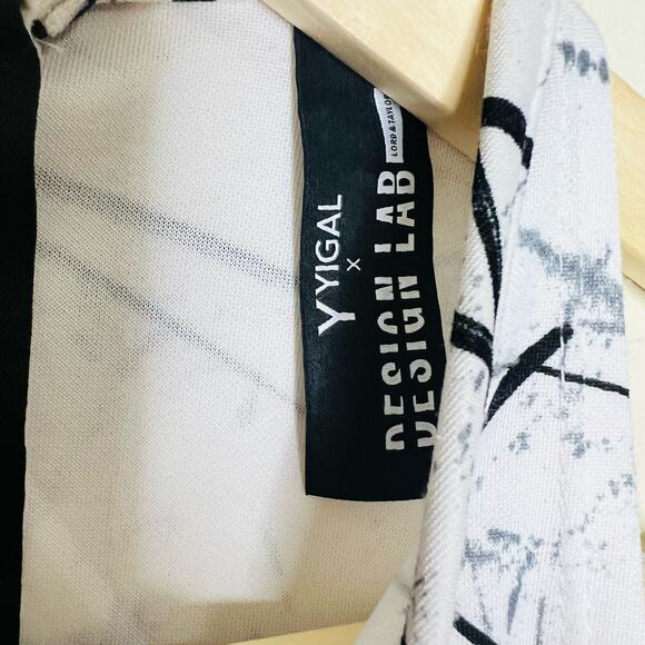 Y Yigal x Design Lab Sheath Dress 2 XS Black White Mini Peplum High Neck New - Picture 11 of 13